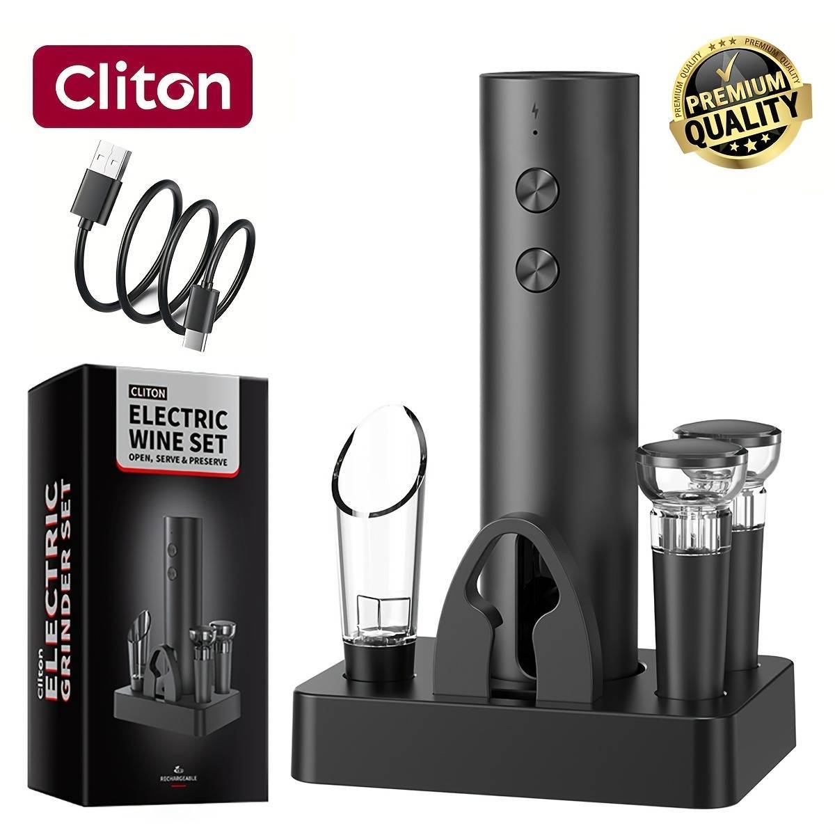 Automatic CLITON Electric Wine Bottle Opener & Corkscrew